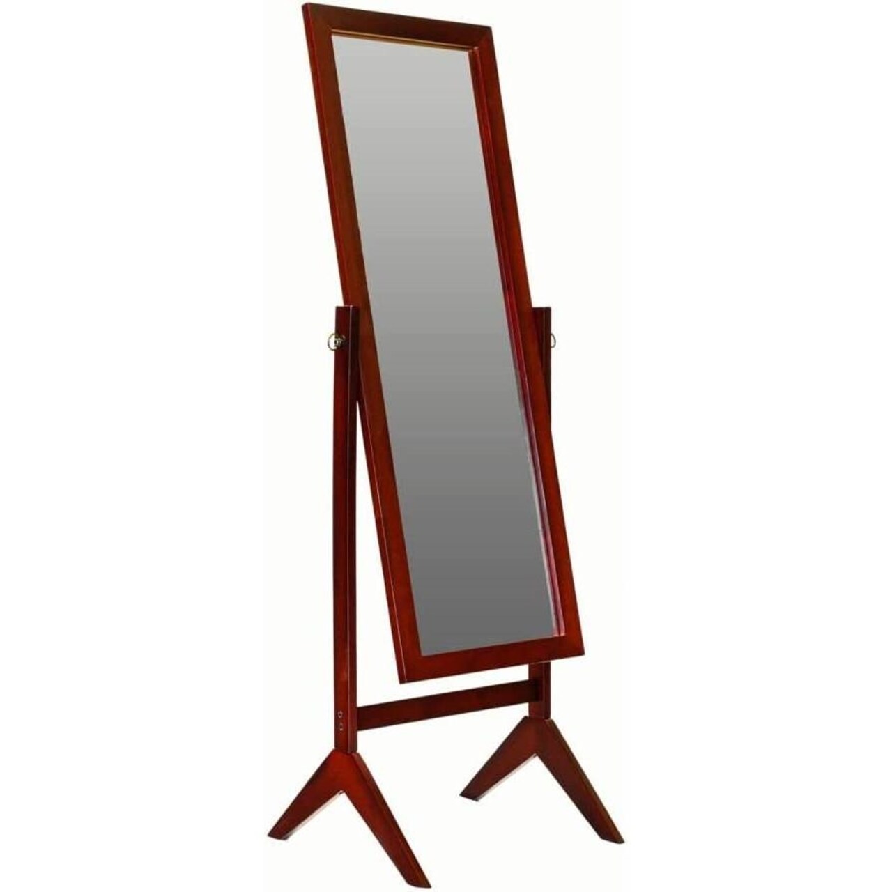 Cherry Wood Freestanding Full-Length Bedroom Mirror with Tilt Function